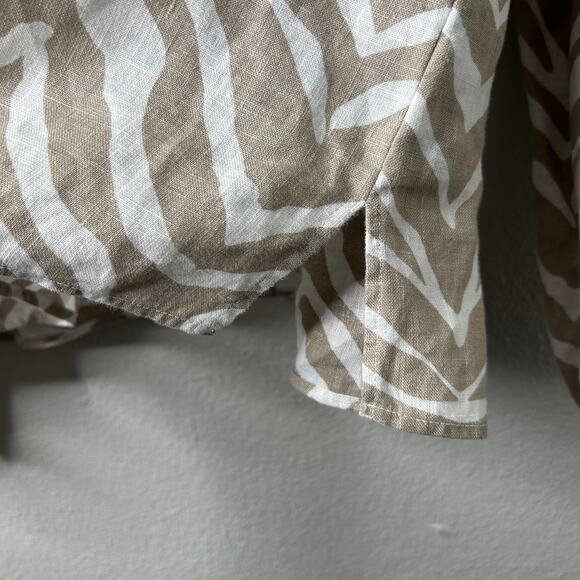 Lafayette 148 Elina Zebra Stripe Linen Blouse Taupe Multi Size XL - Picture 9 of 10